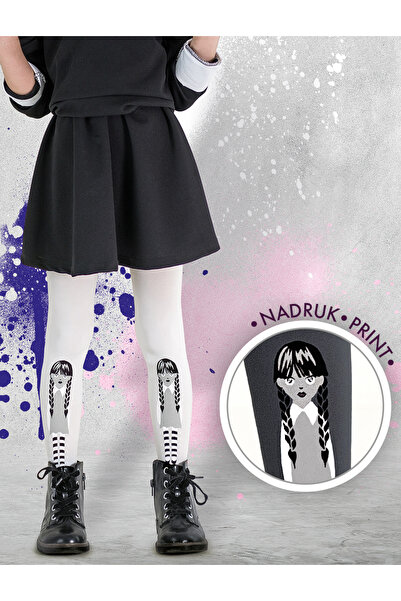 sosetaria Dresuri copii cu model Wednesday Addams Knittex Black 60 den