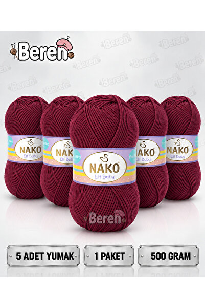NAKO Elit Baby - 0178 Pul Biber - 5 Pack - 100Gr/250M - Baby Yarn - Anti Pill...