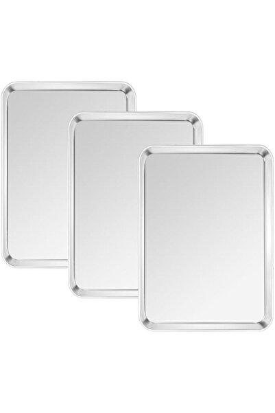 Generic Baking Sheet Set of 3, Stainless Steel Cookie Sheet, Baking Sheet Ove...