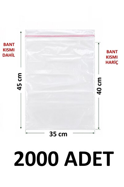 MTKardeşler 2000 Pieces 35X40+5 cm Transparent Nylon Bags with Polyethylene T...