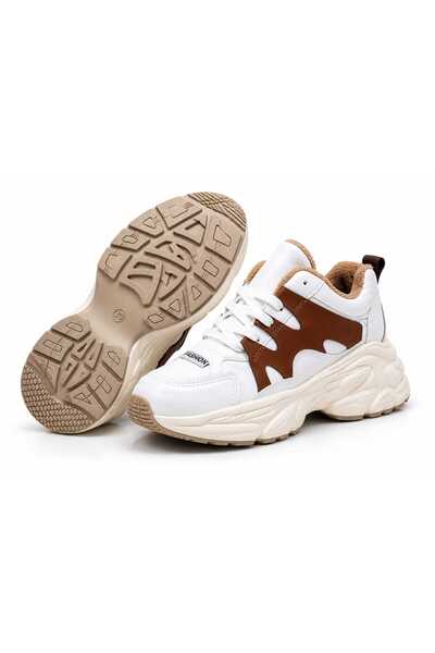 Generic Women’s White & Brown Chunky Casual Sneakers