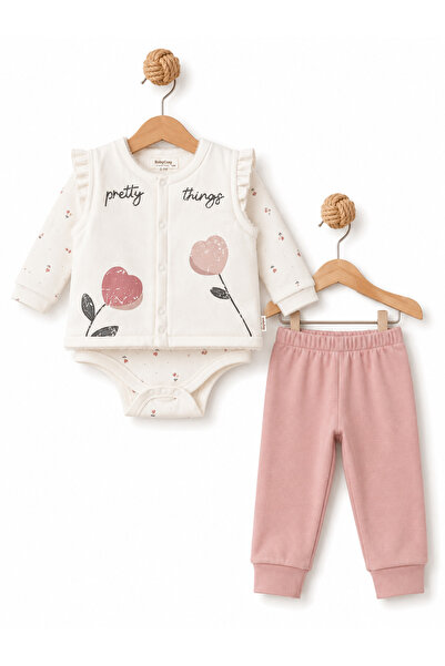 BabyCosy Organic Wear 100% Organic Cotton 3-Piece Set for Baby Girls, Long Sl...