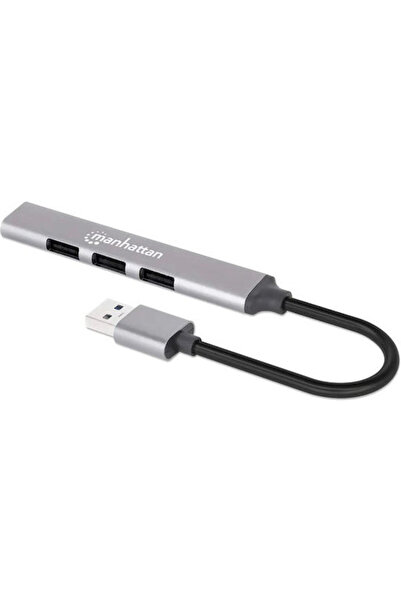 MANHATTAN Διανομέας USB 4 Θυρών USB 3.0 με σύνδεση USB-A Ασημί Κωδικός: 168427