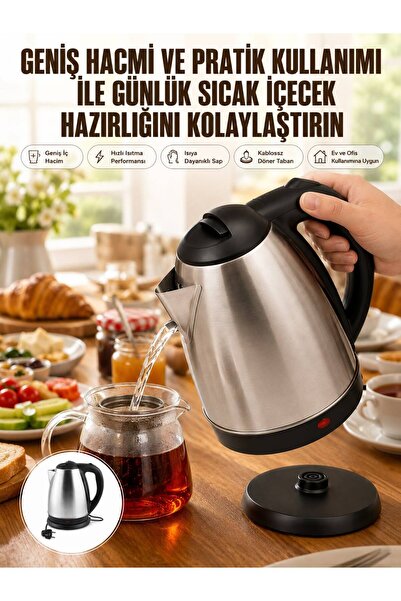 pınaxar Kettle Water Heater C F Socket Compatible 220 - 240 V Stainless Steel...