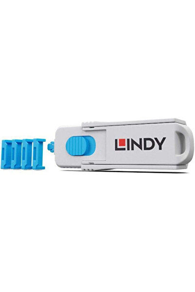LİNDY Αποκλειστής Θύρας HDMI 1 Κλειδί + 4 Αποκλειστές Μπλε