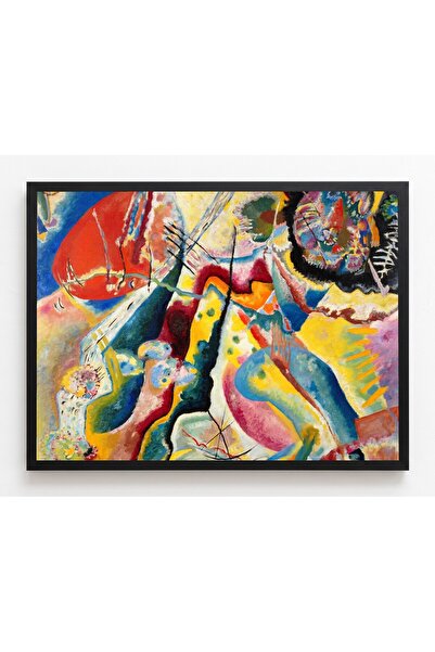 Modern Sanat Kandinsky Kırmızı Lekeli Resim Çerçevesiz Poster 21x30 cm A4 Tablo Modern Sanat