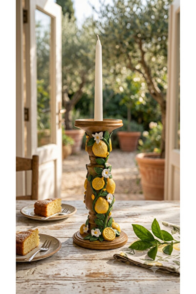 Dekoromi Limon Figürlü Dekoratif Mumluk - Masaüstü Şamdan 40 CM