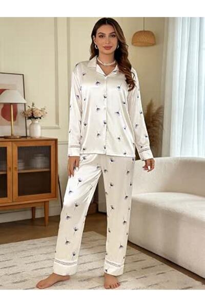 GENERAL 2-Piece Women's Long Sleeve Pajamas, Button-Down Pajama Sets, Cute Lo...