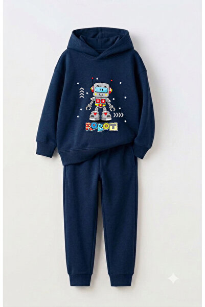 Let's Wear Robot printed children's hooded premium compact sweatshirt tracksu...
