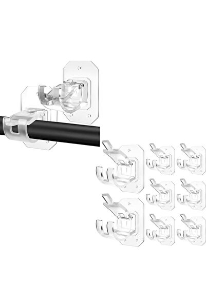 X SPRING Curtain Rod Holders, 8Pcs No Drill Adhesive Brackets, Adjustable Cur...