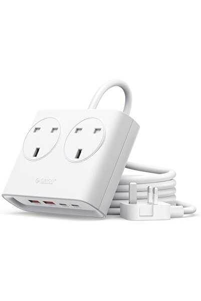 Orico وصلة تمديد كهربائية بقوة 20 واط مع منافذ USB، مقبس تمديد ثنائي المنافذ ...