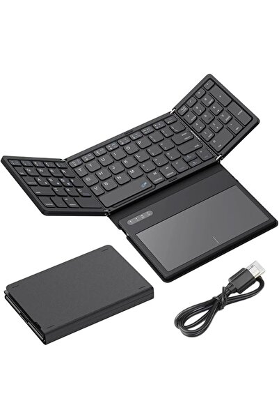 GENERAL Foldable Arabic Wireless Keyboard with Large Touchpad, Portable Tri-F...