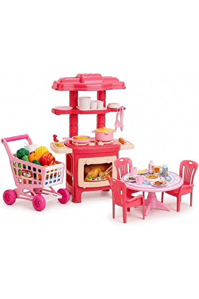 MIANQIONGFENG Pretend Play Kitchen Set with Cart and Table | Realistic cookin...