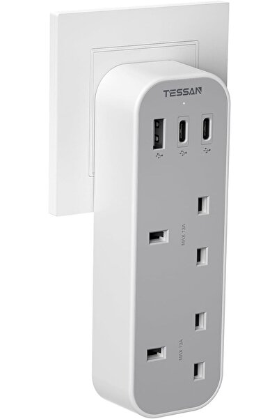 GENERAL Saudi Arabia Double Plug Adapter with 3 USB Ports, with 2 Output Mult...