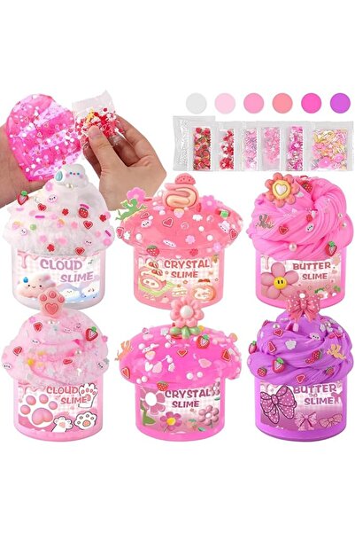 BOOMBOOMBOOM 6 Pack Slimes Kit for Kids, Pink Cloud Slime Kit for Girls, Cute...