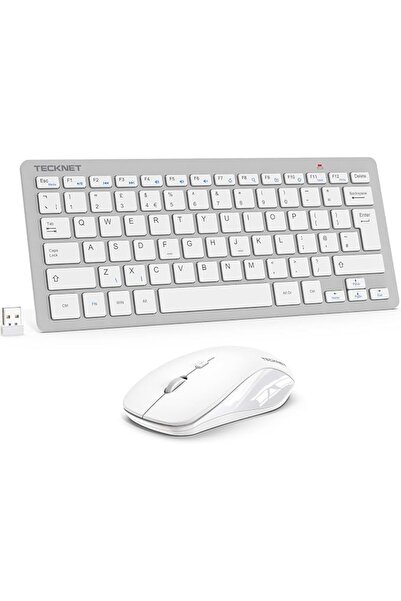 TECKNET مجموعة لوحة مفاتيح وماوس لاسلكية صغيرة، لوحة مفاتيح USB لاسلكية 2.4 ج...