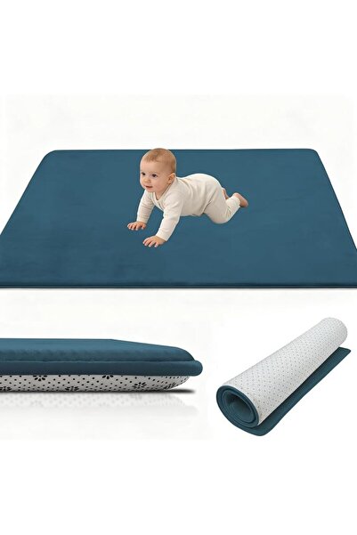GENERAL Coral Velvet Baby Play Mat, 3cm Thick Baby Crawling Mat 90 x 120 cm G...