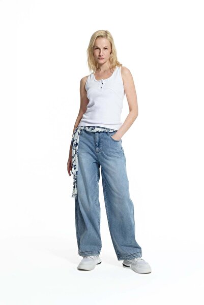 #vdr viadellerose Blue Belt Detailed Denim Trousers 19003