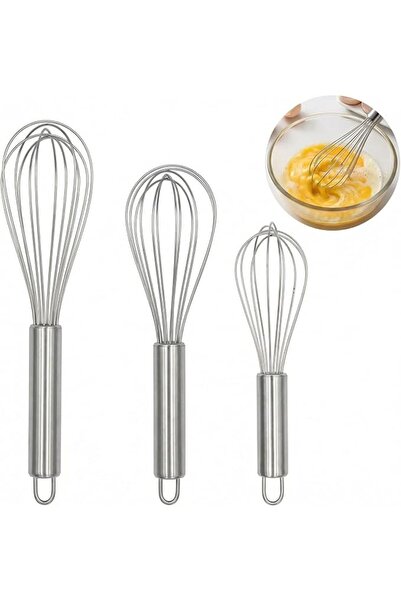 ToolHouse Stainless Steel Whisk Set 8"+10"+12", with Ergonomic Handle - Heavy...