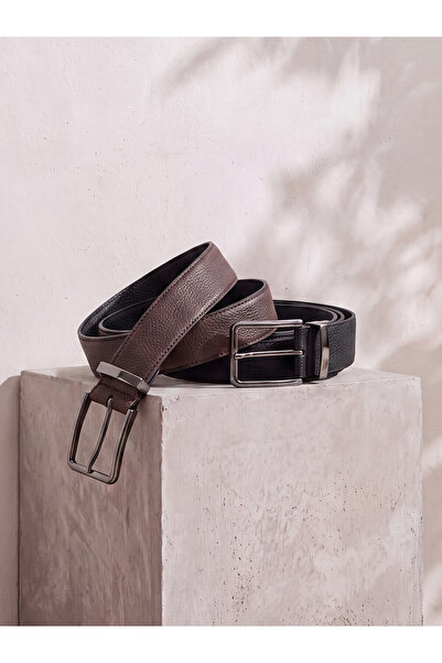 LC Waikiki Lcw Accessories Black Plain Men's Belt with Nevavm Difference