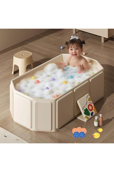 GENERAL Foldable Baby Bathtub, Quick Pop Up Baby Tub Bathtub Toys and Ocean B...