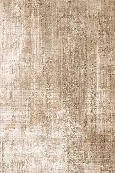 SARAZ HALI Bej Düz Eskitme Desenli Baskı Şönil Kilim Kaymaz Taban Salon Oturm...