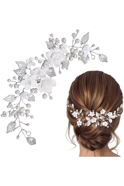 STARSTAR Crystal headband silver petal bridal hair accessory.