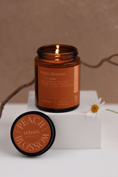 Echoes Candle & Scent Lab. Peach Blossom Kokulu Kavanoz Doğal Mum 130 gr