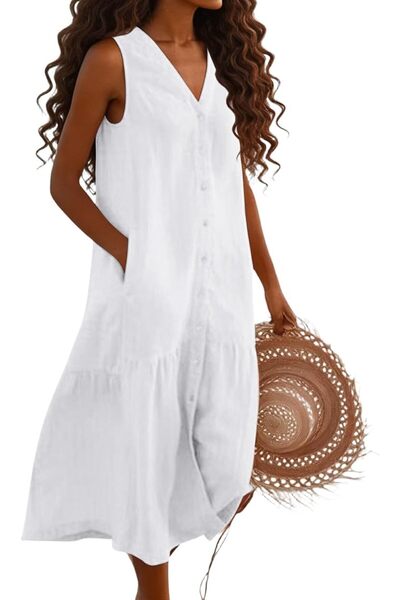 Generic Women's Summer Sleeveless Cotton Maxi Dress Loose Line Layered Beach ...