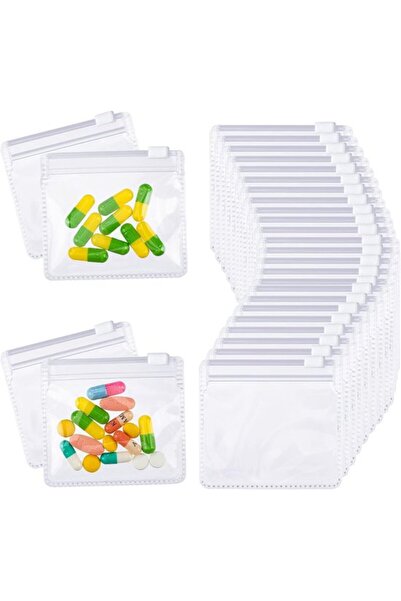 STARSTAR 25-pack reusable zippered pill bags - self-adhesive travel organizer...
