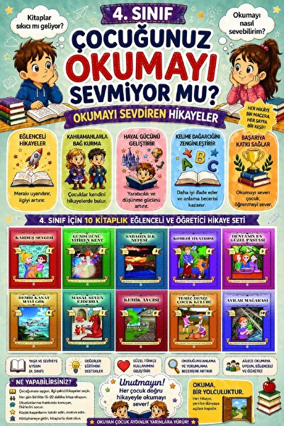 Ata Yayıncılık 4.Sınıf Okumayı Sevdiren 10 lu Hikaye Seti 4 (80 Sayfa)