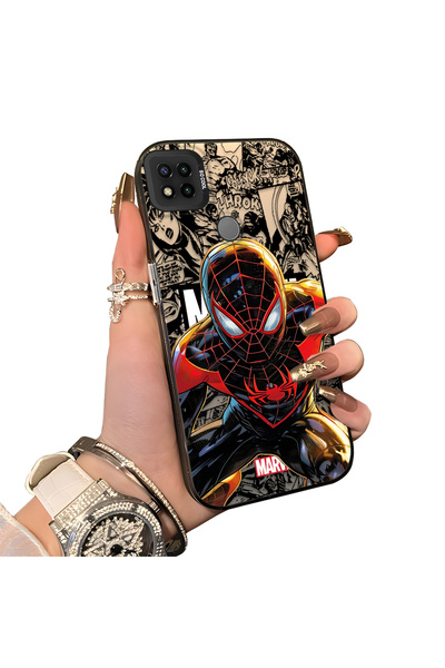 Hontinga Redmi 9c Uyumlu Spiderman Desenli Silikon Kenar Sert Arka Kılıf Coup...