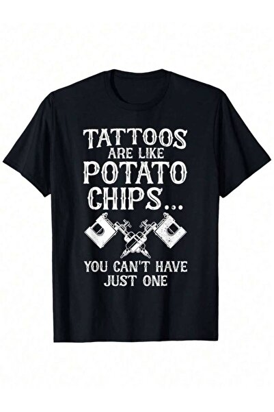 2BIR Funny Cotton-Shirt Men Women – Tattoos Are Like Potato Chips Graphic, So...