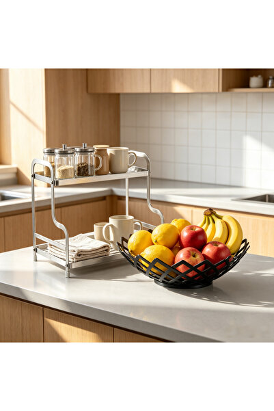 HT Home Organizers 2-piece set - double-layer stainless steel kitchen counter...