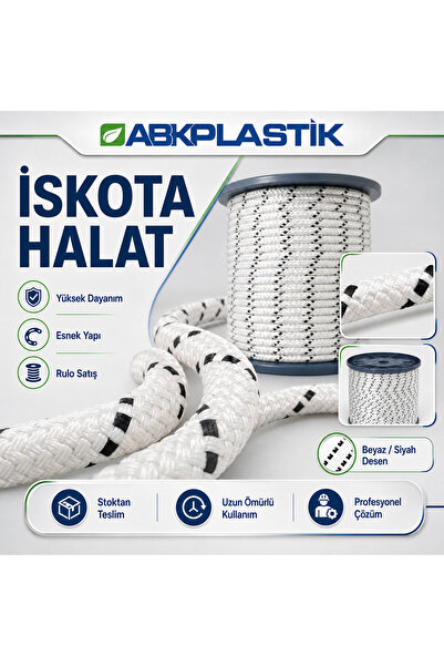 ABK PLASTİK Bayrak İp Halat 6 mm Tekne Bağlama ve Demirleme Halatı