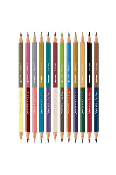 Caran d'Ache Set de 12 creioane acuarelabile bicolor + pensulă bicoloră SE Pa...