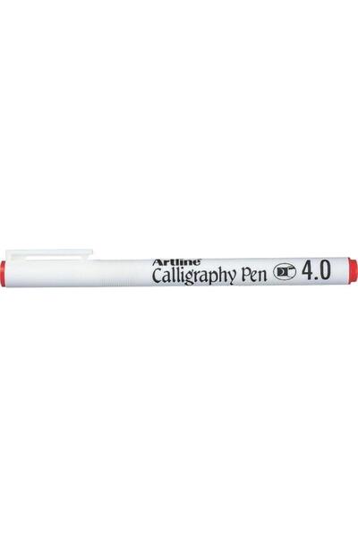 artline Calligraphy Marker, 4.0mm Felt Tip - Red, 4.0 mm