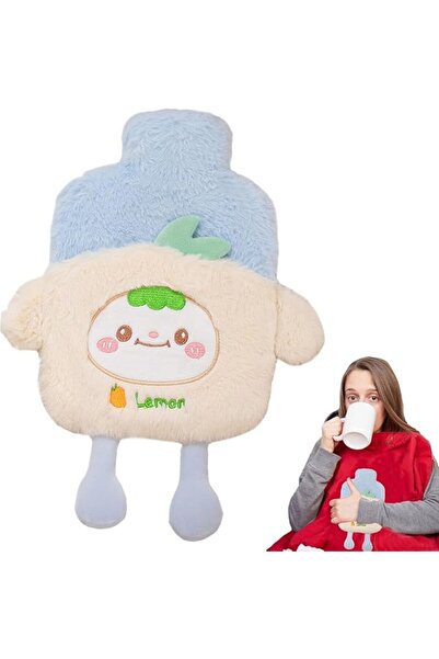 Yelajoy Blue Hot Water Bottle, Hand Warmer Pouch, Soothing Compress Bag in Da...