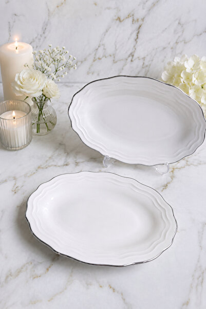 qtahya homes queen of kütahya Luxury Silver 2-Piece 20 cm Premium Porcelain S...