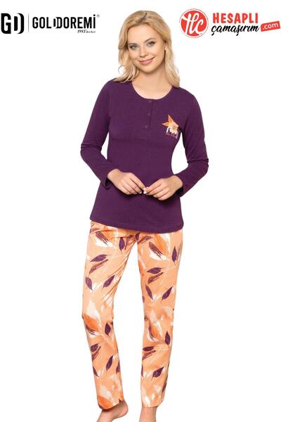 gd goldoremi 79-50 Women's 4 Season Fabric Long Sleeve Patterned Pajama Set