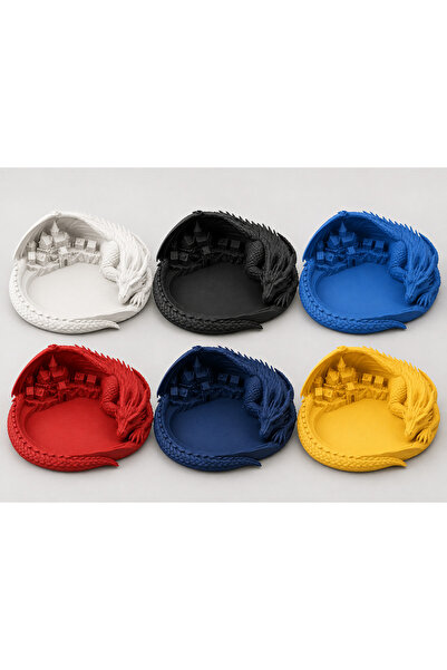 MYE TEKNOLOJİ Decorative Key and Jewelry Tray with Dragon Figure, Desktop Org...