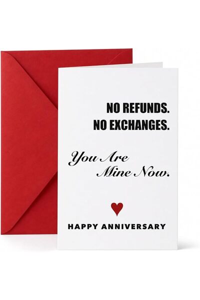 GENERAL Funny Anniversary Card for Husband Wife, No Refunds No Exchanges, Env...