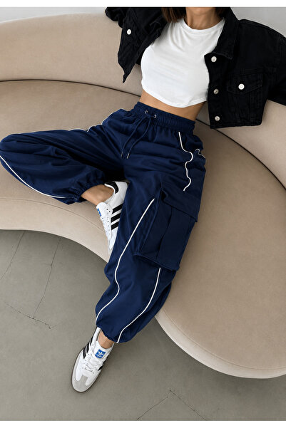 DEEFWEAR Y2K Striped Detail Unisex Parachute Tracksuit / Pants
