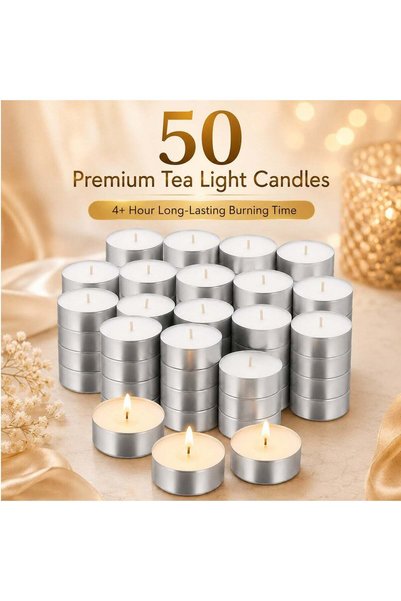 MDK Candles 50-pcs 4 Hour long Burning Unscented Small Decor Mini Tealight Candles for Birthday We