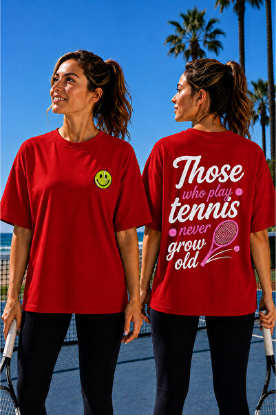 VODEXA Unisex Oversize Tennis Printed T-Shirt 100% Cotton Tennis Themed Comfo...