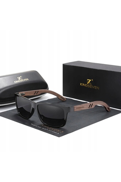 KINGSEVEN Ochelari Soare W5508, Polarizati Cu Brate Din Lemn Lucrate Manual, ...