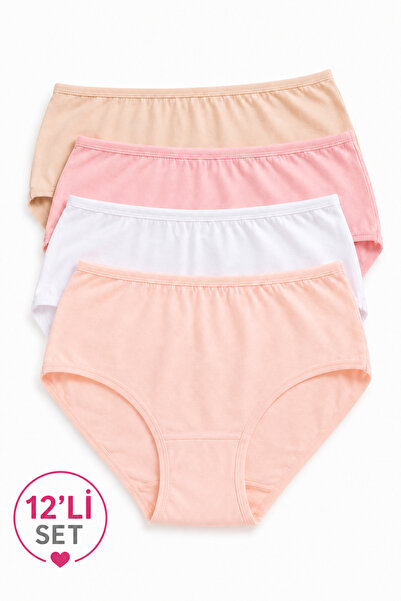 İpeksi Collection 100% Cotton High Waist Daily Panties 12 Pack