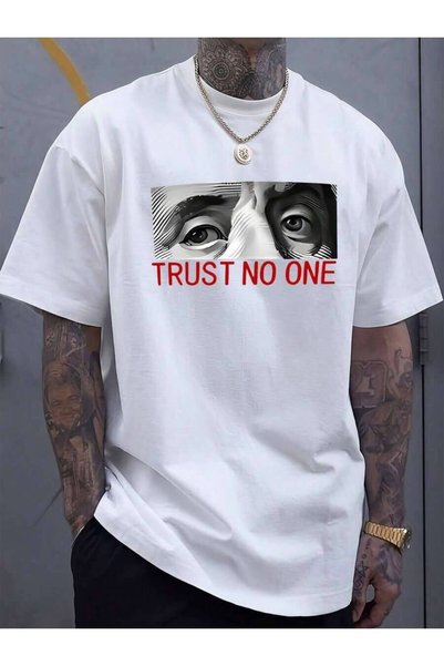 23ERVA تي شيرت رجالي مطبوع من TRUST MO OME، قميص صيفي كاجوال بأكمام قصيرة