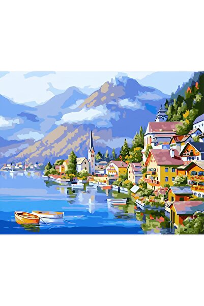 NEVERMORE Set pictura pe numere - panza pe rama lemn 40x50 cm, pe malul lacul...