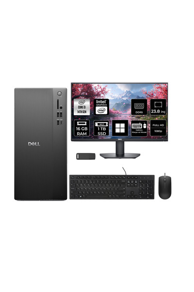 Dell Tower Essential QVT1260 Intel Core i3 14100 16GB RAM 1TB SSD 23.8" FHD W...